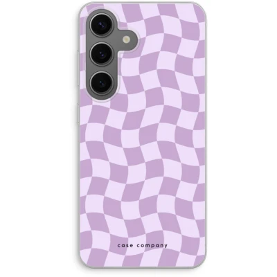 Afbeelding van Case Company® hoesje geschikt voor Samsung Galaxy S24 Grid Paars Soft Cover Telefoonhoesje Bescherming aan alle Kanten en Schermrand
