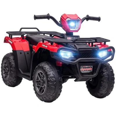 Afbeelding van HOMCOM elektrische quad voor kinderen met led en muziek, auto, kindervoertuig vanaf 3 jaar, kindermotorfiets, zwart + rood, 88 x 45 50 cm