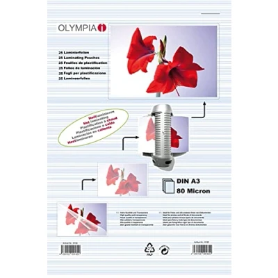 Afbeelding van 1x25 Olympia Lamineerfolie DIN A3 80 micron