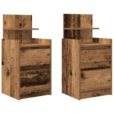 Afbeelding van vidaXL Nachtkastjes met 2 lades st 38x34x80 cm oud hout
