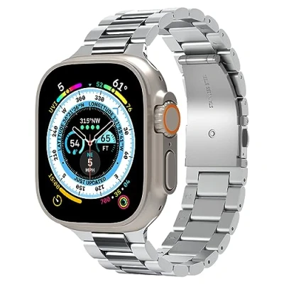 Afbeelding van Spigen Modern Fit 316L Armband compatibel met Apple Watch Ultra 2/1 49 mm, Series 10 46 9/8/7/6/5/4/SE 45 44 zilver