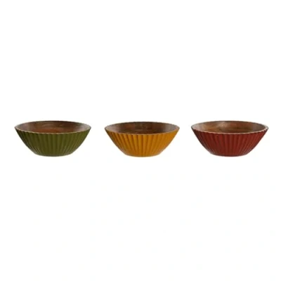 Afbeelding van Saladekom Home ESPRIT Geel Groen Koraal Mangohout 30 x 12 cm (3 Stuks)