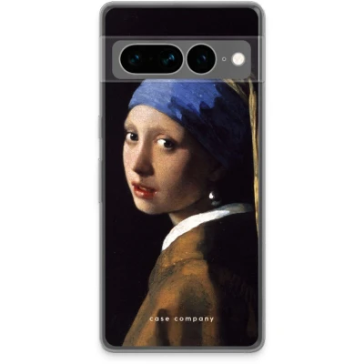 Afbeelding van Case Company® hoesje geschikt voor Google Pixel 7 Pro The Pearl Earring Soft Cover Telefoonhoesje Bescherming aan alle Kanten en Schermrand
