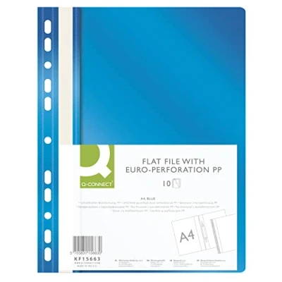 Afbeelding van Q Connect KF15663 10 stuks A4 kunststof mappen met opschrift, transparante klep, geperforeerd, geperforeerd