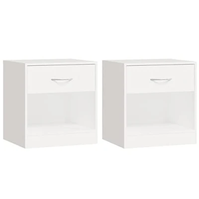 Image de vidaXL Table de chevet 2 pcs avec tiroir Blanc242547
