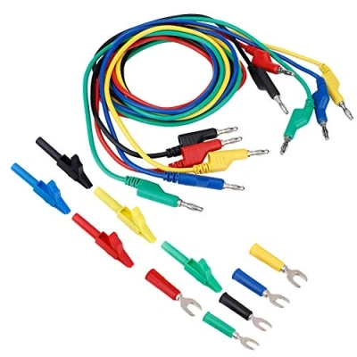 Afbeelding van 4 mm testkoordset, krokodillenklemmen, banaanstekker, testkabel en sonde, type U, 5 kleuren, testlijn voor multimeter (P1036A)