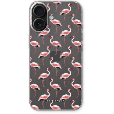 Afbeelding van Case Company® hoesje geschikt voor iPhone 16 Flamingo Soft Cover Telefoonhoesje Bescherming aan alle Kanten en Schermrand