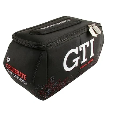 Afbeelding van BRISA VW Collection Universele neopreen toilettas voor cosmetica, reizen en drogisterij in Golf GTI design (zeshoek/zwart/groot), Zeshoek/Zwart, groot (30 x 12,5 12 cm), GTI,
