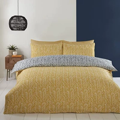 Afbeelding van So Soft dekbedovertrek Helston geel microvezel lits jumeaux 230x220 cm 2st 50x75 kussenslopen