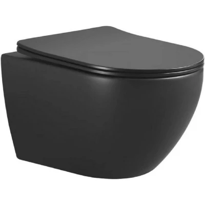 Afbeelding van Nibiru rimless wandcloset met toiletzitting softclose en quick release mat zwart