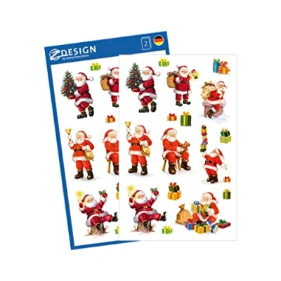 Afbeelding van AVERY Zweckform Art. 52624 2 vellen met 8 kerststickers van glitterpapier voor kerstkaarten