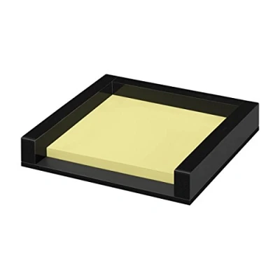 Afbeelding van Wedo Black Office 631801 Notitiebox van acrylglas, zwart, 50 vellen zelfklevende notities met rubberen voetjes, 76 x mm