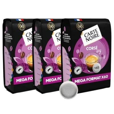 Afbeelding van CARTE NOIRE Koffiepads nr. 7 Pur Arabica Rainforest Alliance gecertificeerd 3 verpakkingen met elk 60 pads compatibel Senseo (180 capsules)