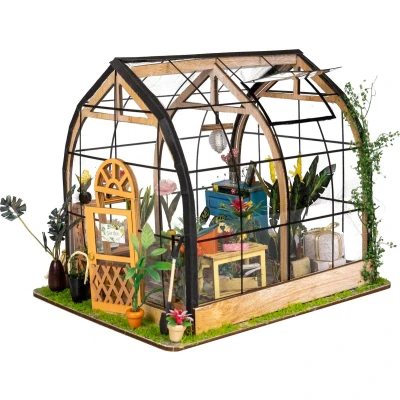 Afbeelding van Crafts&amp;Co Miniatuur Bouwpakket Volwassenen Hout DIY Poppenhuis Bouwpakketten Hobby Tuinhuis