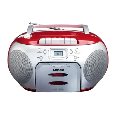 Image de Lenco boombox scd 420 red portable stereo fm radio with cd player and cassette A002469