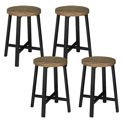 Afbeelding van WOLTU Eetkamerstoelen set van 4, keukenstoel, keukenkruk, gemaakt hout en metaal, industriële stijl, rustiek bruin + zwart, BH370hov 4