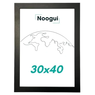 Afbeelding van NOOGUI A4 fotolijst houten DIN kleur wit ideaal voor foto&#039;s en certificaten formaat 21 x 30 cm zwart 40