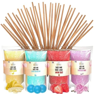 Afbeelding van Greendoso Suikerspin Suiker 1.4kg (Aardbei Kauwgom Banaan Vanille) Suikerspinmachine Poeder + 50 30Cm Sticks (Gratis) 1 Meetlepel …
