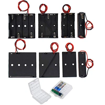 Afbeelding van GTIWUNG 8 stuks AA batterijhouder, zwart, 1,5 V/2 x V/3 V/4 V, 2 batterijdozen van kunststof voor en AAA (transparant)