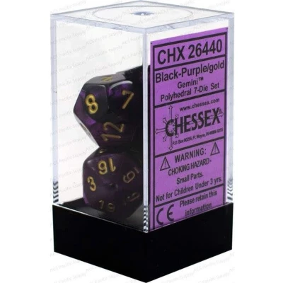 Afbeelding van Chessex Gemini Zwart Paars/Goud Polydice Dobbelsteen Set (7 stuks)