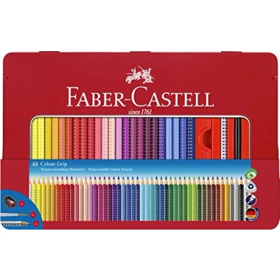 Afbeelding van Faber Castell kleurpotloden Colour Grip blik 48 stuks met accessoires FC 112448