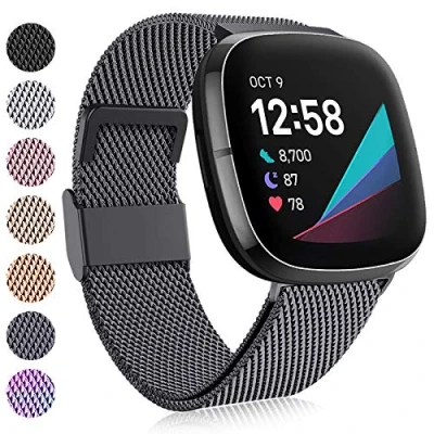 Afbeelding van Faliogo Compatibel met Fitbit Versa 3 Polsband/Fitbit Sense Polsband, Roestvrijstalen vervangende polsband magnetisch slot voor 3/Sense, S
