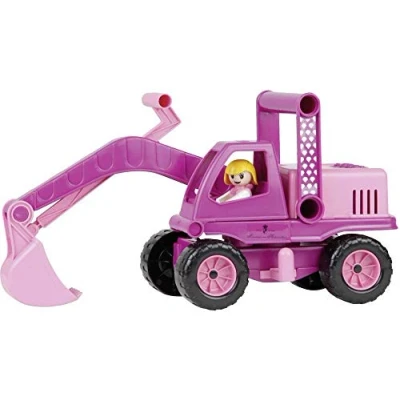 Afbeelding van LENA Prinses van Hohenzollern graafmachine, bouwplaatsvoertuig: ca. 35 cm, met beweegbare arm en figuur, zandschep voor meisjes vanaf 2 jaar, speelgoed in roze, 4102