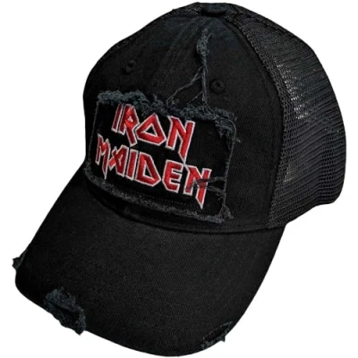 Afbeelding van Iron Maiden Scuffed Logo Trucker pet Zwart