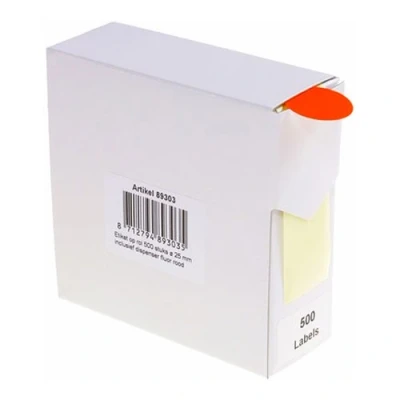 Afbeelding van Etiket Rillprint 25mm 500st op rol fluor rood