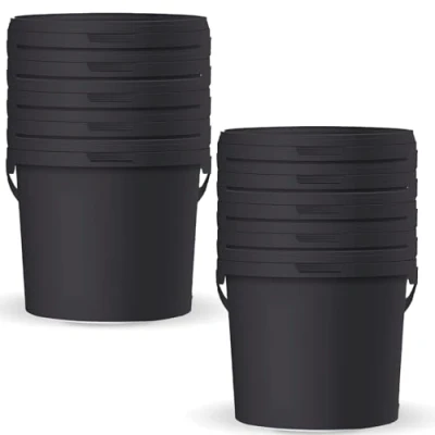 Afbeelding van POSH emmer met deksel, van voedselveilig kunststof, lekvrij, geurloos, robuust, stabiel en luchtdicht, handvat, 10,5 liter, zwart