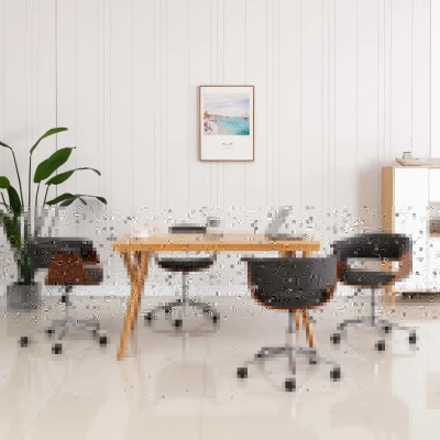 Afbeelding van vidaXL Eetkamerstoelen 4 st draaibaar stof grijs3054885