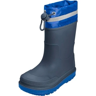 Image de Playshoes Bottes de pluie unisexes pour enfant en caoutchouc doublées, Doublure marine, 32 EU