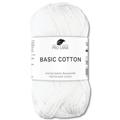 Afbeelding van Frida&#039;s Wollhaus Pro Lana Basic Cotton 64 kleuren wol voor breien, haken, 50 g, (01, wit)