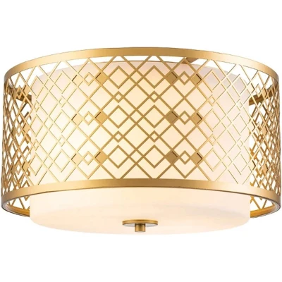 Afbeelding van Elstead Lighting LED Plafondlamp Ziggy 2X E27 Max 60W Dimbaar Lacquered Gold