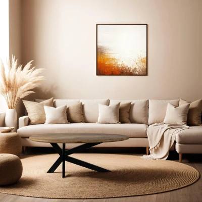 Afbeelding van Zita Home Ovale Salontafel Mango Modern Matrix Onderstel 120 cm