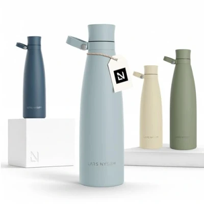 Afbeelding van LARS NYSØM 750 ml roestvrijstalen waterfles, 0,75 l BPA vrije geïsoleerde fles, lekvrije waterfles voor sporten, fietsen, honden, baby&#039;s, kinderen (babyblauw, ml)