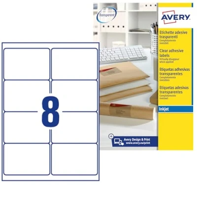 Afbeelding van Adresetiket Avery 99 1x67 7mm transparant 25 vel 8 etiketten per