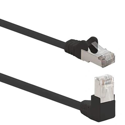 Afbeelding van 1aTTack.de Cat.6 netwerkkabel hoek 90 graden CAT6 patchkabel (SFTP PIMF) 1000 Mbit/s RJ 45 stekker compatibel met Cat5 CAT6a Cat7 Cat7a Cat8 5m 1 stuk zwart