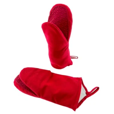 Afbeelding van Hitte Bestendige Ovenhandschoenen Tot 250 C Rood 30 x 14 cm Set Van 2 Stuks