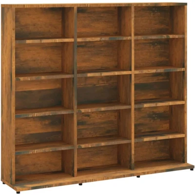 Afbeelding van Cd kast 102x23x89,5 cm bewerkt hout gerookt eikenkleurig