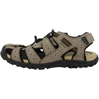 Afbeelding van Geox UOMO Strada Outdoorsandalen, Heren, Maat: 41, Taupe/black Hoogwaardig imitatieleer