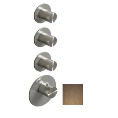 Afbeelding van SB 316 AESTHETICS Round Inbouw thermostaatkraan met 3 uitgangen/ 3x stopkraan PVD koper geborsteld 1208954965