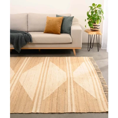 Afbeelding van Kelim Vloerkleed Lana Naturel/wit 140x200 Cm