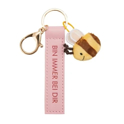 Afbeelding van NICI sleutelhanger &quot;Bin immer bei dir&quot; 10 cm kunstleren armband met trouwe metgezel bij roos voor rugzak of tas groot en klein 62001