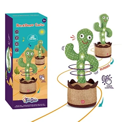 Afbeelding van dansende en herhalende cactus, schattig dansend cactus speelgoed, lichtgevende zingende pluche voor kinderen volwassenen (zingen 120 + dansen