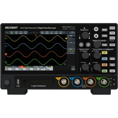 Afbeelding van VOLTCRAFT DOV1254F LA Digitale oscilloscoop 125 MHz 4 kanaals 1.25 GSa/s 100 Mpts 12 Bit Digitaal geheugen (DSO), Functiegenerator, Logic analyser 1 stuk(s)
