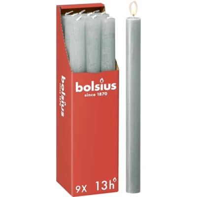 Afbeelding van Bolsius Rustiek tafelkaars Jade Green 270/23mm Doos a 9 stuks