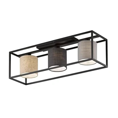Afbeelding van Fischer &amp; Honsel Plafondlamp Isko 3x E14 max. 25 W (excl.) Zwart Zandgrond Metaal