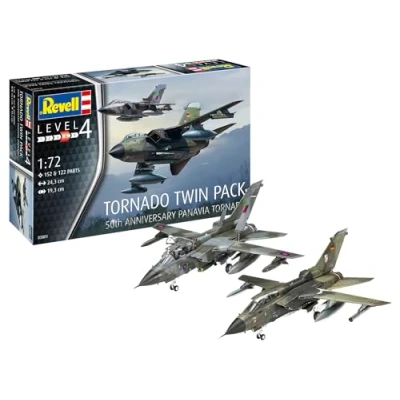 Afbeelding van 1:72 Revell 03801 Tornado Twin Pack 50e verjaardag Panavia 2 Straaljagers Plastic Modelbouwpakket