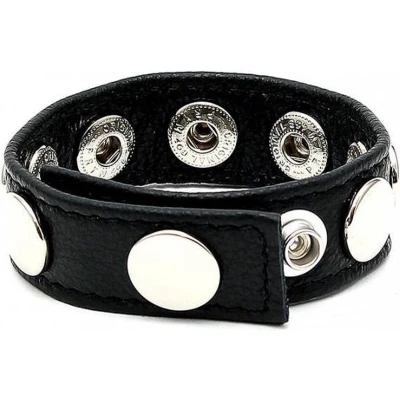 Afbeelding van Rimba Bondage Play Leren cockring / penis strap versierd met metalen studs verstelbaar